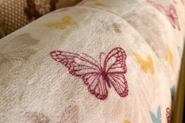 haftowana poduszka w pastelowych kolorach